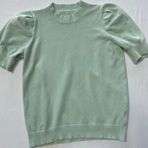 Cider Mint Green Puff Sleeve Sweater